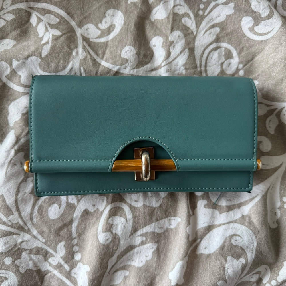Charles & Keith - Teal Wallet with Removable, Adjustable Strap
